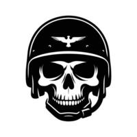 Skull wearing helmet silhouette illustration isolated on white background vector