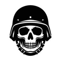 Skull wearing helmet silhouette illustration isolated on white background vector
