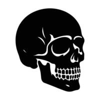 Black and white human skull silhouette illustration isolated on white background vector