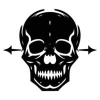 Black and white human skull silhouette illustration isolated on white background vector