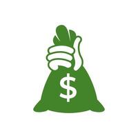 Money bag flat icon or logo with dollar logo, for business icon, and payment vector
