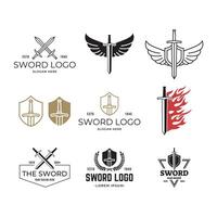 Set of Sword logo icon illustration design isolated on white background vector