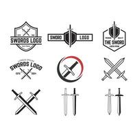 Set of Sword logo icon illustration design isolated on white background vector