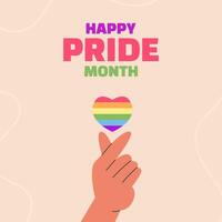 Happy pride month background with hand vector