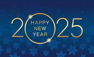 The Year 2025 New Year Greetings Card With A Snowflake Pattern On A Dark Blue Background. vector