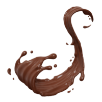 Dark Chocolate splash isolated splashes wave Flowing, 3D render illustration png