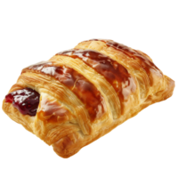 A pastry with jam on top of it on transparent background. png