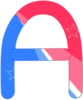 alphabet a to z in American flag color theme png