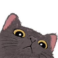 Feline Grace, A Spatula Painted Portrait of a Gray Cat png