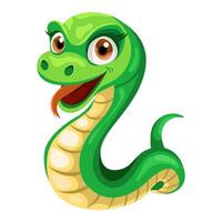Cartoon smiling snake isolated on white background.Cute snake in flat style.Character for print,web,games,design element for Chinese New Year design. illustration vector