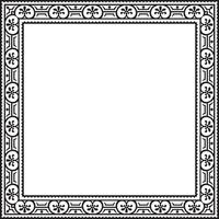 square black monochrome border, frame, Pompeii. Rectangle Neopolitan ornament. Art of Ancient Rome. Template for stained glass vector