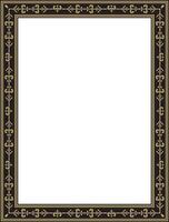 golden and black square Yakut ornament. An endless rectangular border, a frame of the northern peoples of the Far East. vector