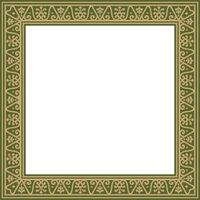 square gold with green border, frame, Pompeii. Rectangle Neopolitan ornament. Art of Ancient Rome. Template for stained glass vector
