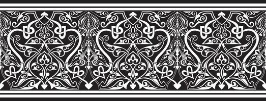 seamless monochrome oriental ornament. Endless black Arabic patterned border, frame. Persian painting. Suitable for sandblasting, laser and plotter cutting vector