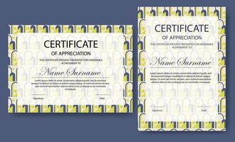 Certificate of appreciation template set, neutral colors. Modern certificate with abstract geometric elements vector