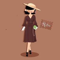 Retro girl with camera and retro board vector