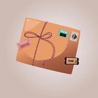 Retro envelope with stamp,ticket, and brown background vector