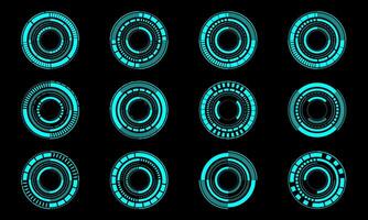 Set of sci fi blue circle user interface elements technology futuristic design modern creative on black background vector