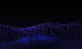 Abstract blue hexagon mesh wave curve on black technology futuristic background vector