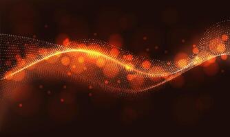 Abstract orange dots wave mesh motion blur technology data design modern futuristic background vector