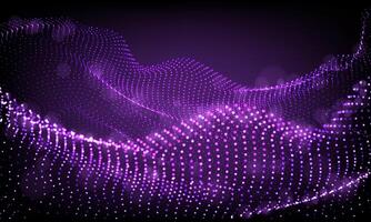 Abstract purple dots wave mesh motion blur technology data design modern futuristic background vector