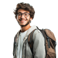 Smiling collage student isolated on transparent background png