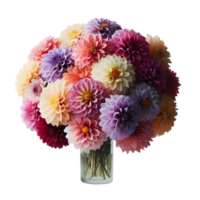Vase filled with colorful flowers on a transparent background png