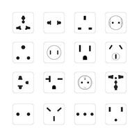 Set of electric outlets on a white background, featuring a diverse set of power sockets vector