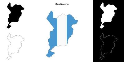 San Marcos department outline map set vector