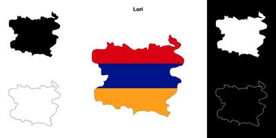 Lori province outline map set vector
