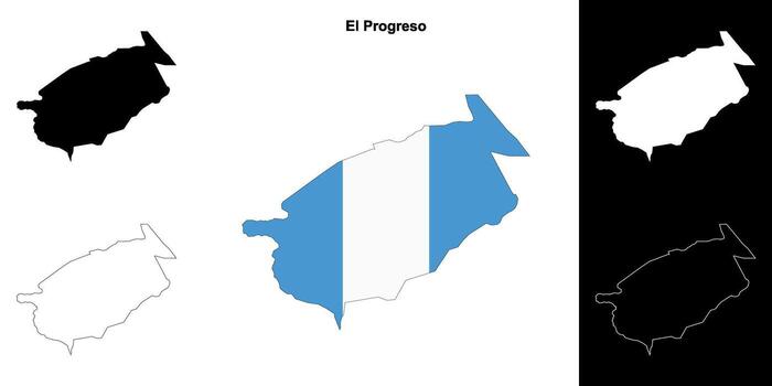 El Progreso department outline map set vector