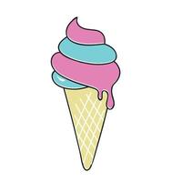 Ice cream. Colorful ice cream on white background. Symbol of summer. Logo for ice cream cafe. Print for card, poster. Hand drawn doodle illustration. vector