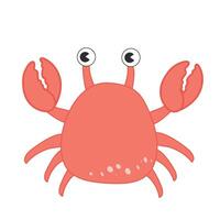 Sea animal Crab with hand drawn sea life elements. Cute marine whale isolated on a white background, clipart. Cartoon ocean fish vector