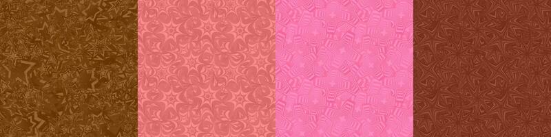 Seamless geometric pattern background set vector