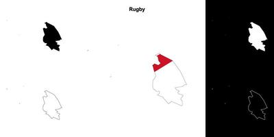 Rugby blank outline map set vector