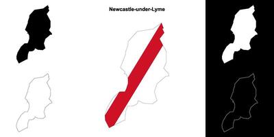 Newcastle-under-Lyme blank outline map set vector