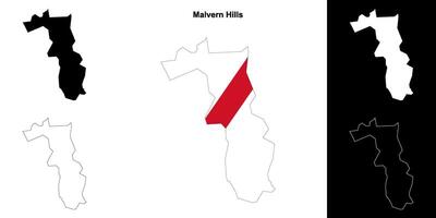 Malvern Hills blank outline map set vector