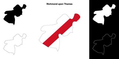 Richmond upon Thames blank outline map set vector