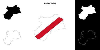 Amber Valley blank outline map set vector