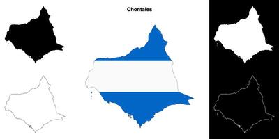 Chontales department outline map set vector