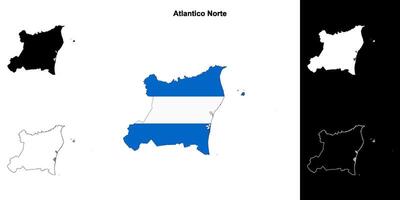 Atlantico Norte department outline map set vector