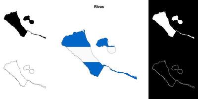 Rivas department outline map set vector