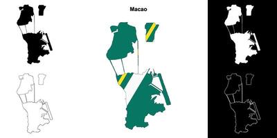 Macao blank outline map set vector