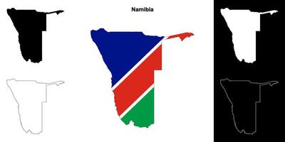 Namibia blank outline map set vector