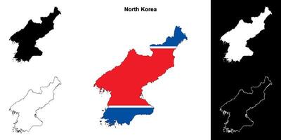 North Korea blank outline map set vector