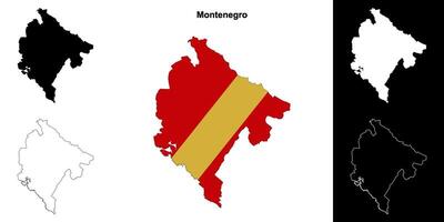 Montenegro blank outline map set vector