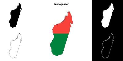 Madagascar blank outline map set vector