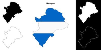 Managua department outline map set vector
