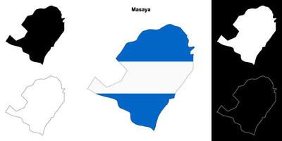Masaya department outline map set vector