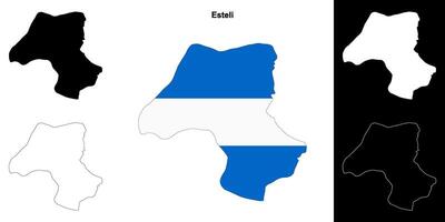 Esteli department outline map set vector